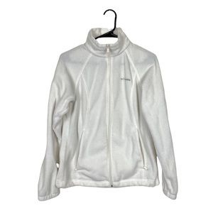 Columbia full zip white fleece jacket size medium outdoor cozy